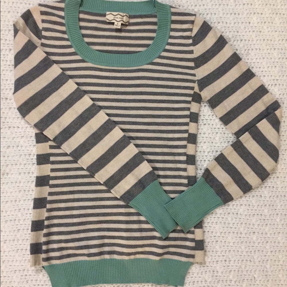 Pink Rose Striped Sweater